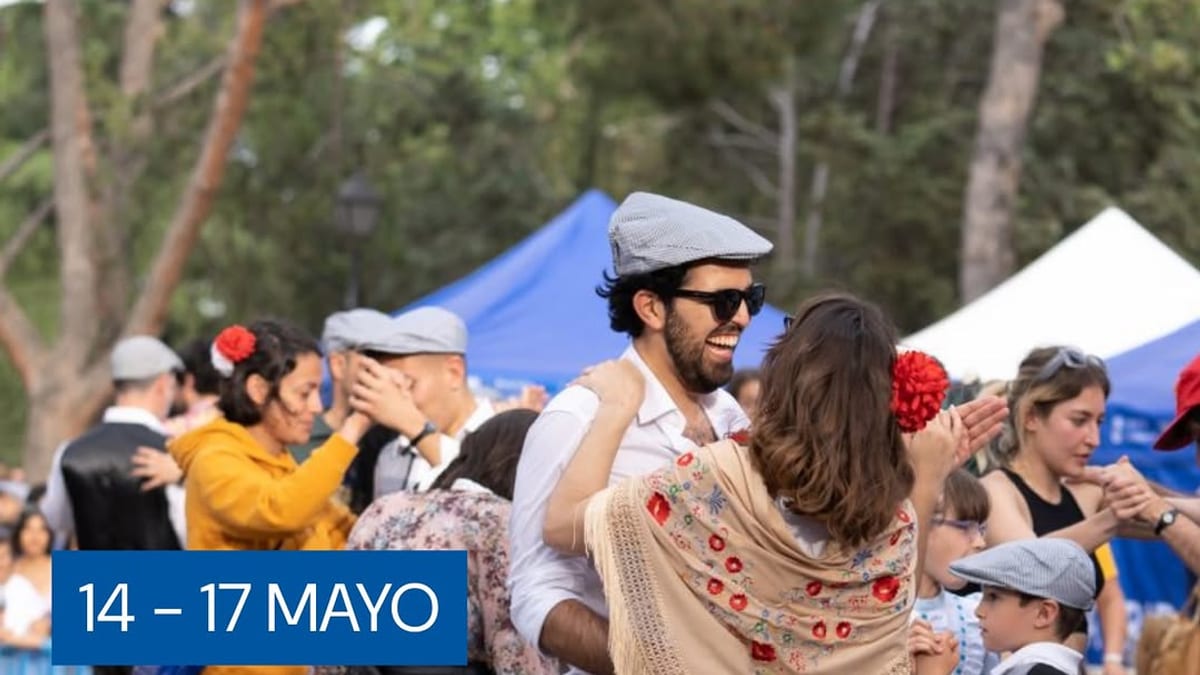 Cartel promocional del Puente de San Isidro 2026 en Madrid con logo de flores y celebración