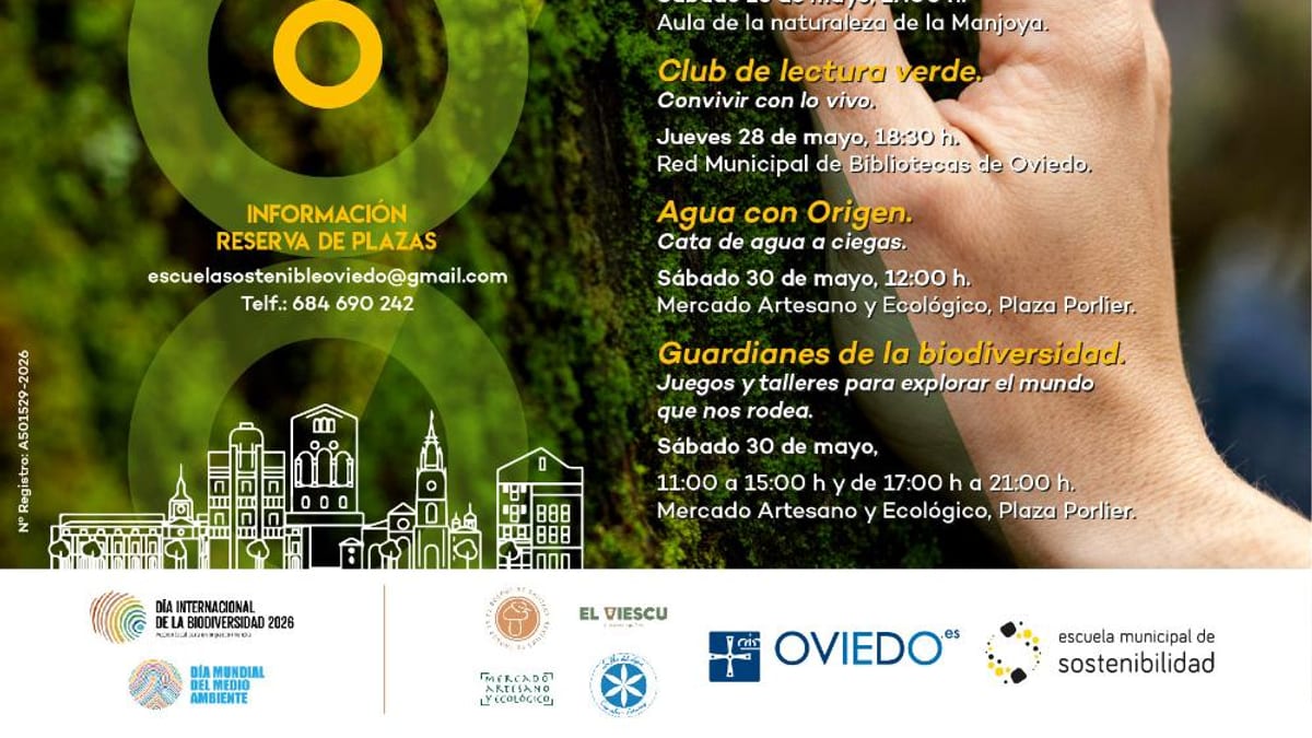 Cartel del Taller ambiental Mascotas Verdes con personajes vivos creados con materiales reutilizados