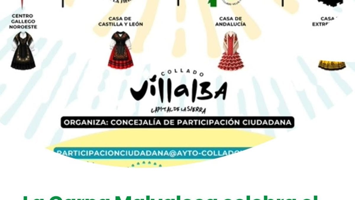 Cartel del XIX Encuentro de Casas Regionales de Collado Villalba con información de actuaciones y degustaciones