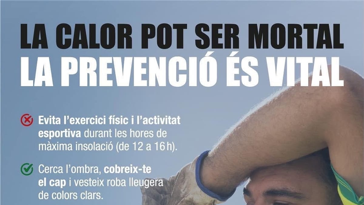 Cartel de la campaña de prevención ante altas temperaturas del Govern de les Illes Balears con el lema 'La calor pot ser mortal, la prevenció és vital'