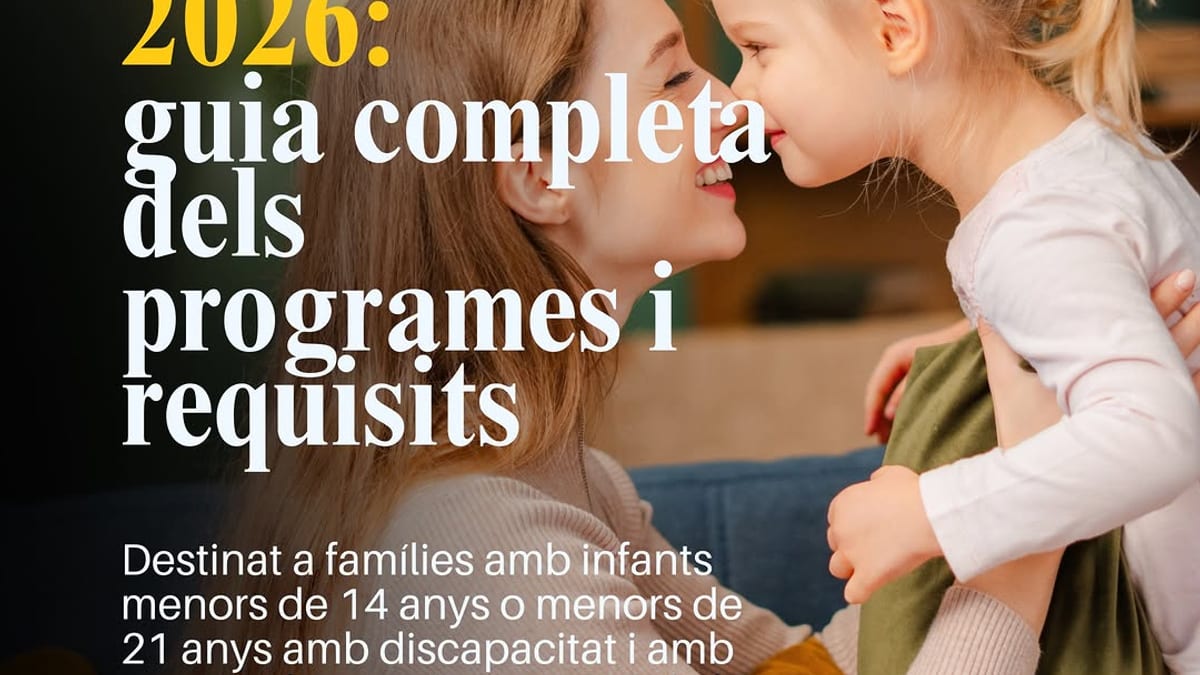 Cartel informativo Cheque Cangur 2025 con información sobre ayudas para cuidado de menores en Baleares