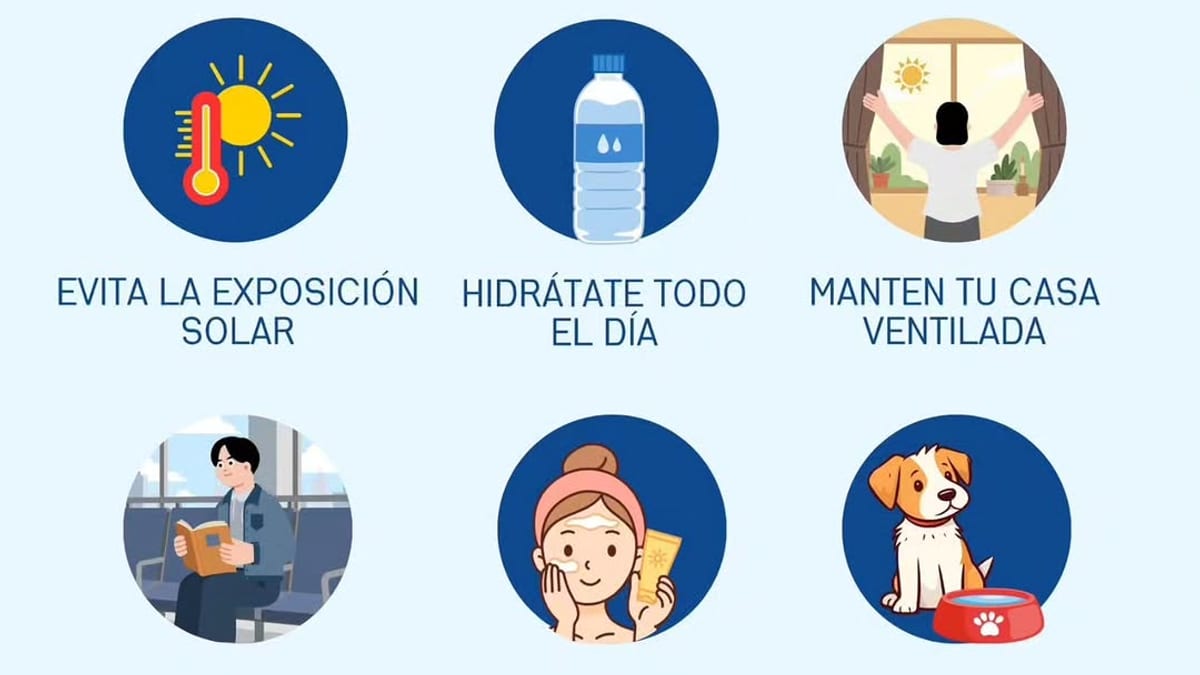 Cartel informativo del Ayuntamiento de Alcalá de Henares con recomendaciones de protección ante altas temperaturas y calor extremo