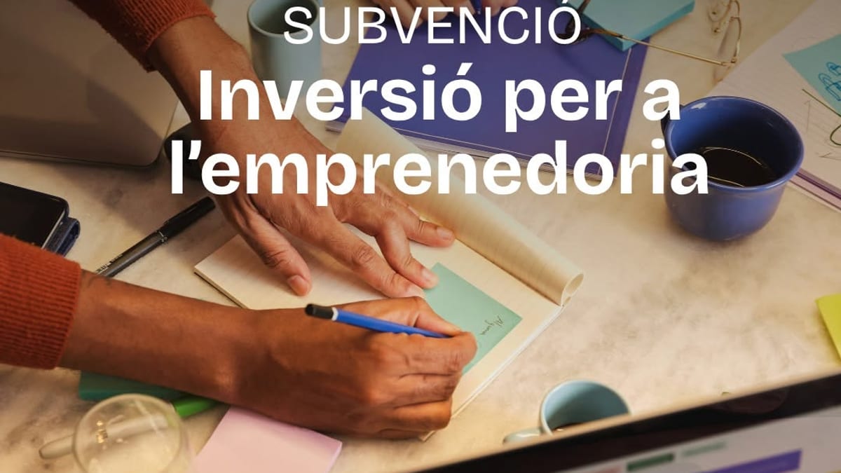 Cartel informativo de la línea de subvenciones Inversión para la Emprendería en Valencia con datos de presupuesto y plazo de solicitud