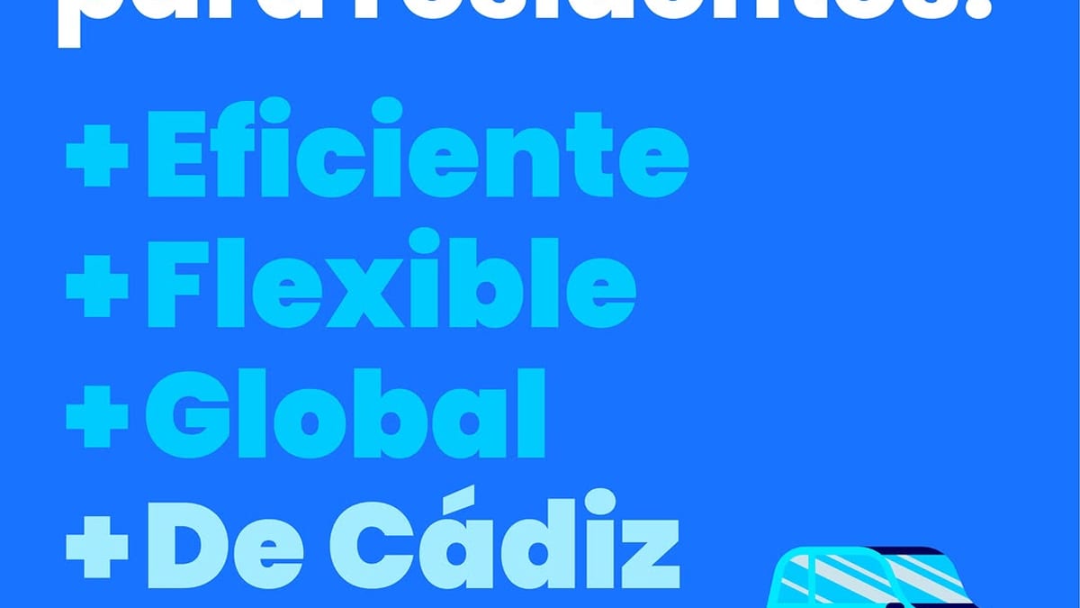 Cartel informativo del nuevo proyecto municipal de aparcamiento regulado de Cádiz
