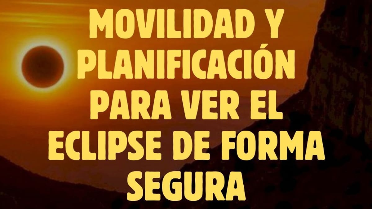 Cartel informativo de la Diputación de Castellón sobre movilidad y planificación para ver el eclipse solar de forma segura