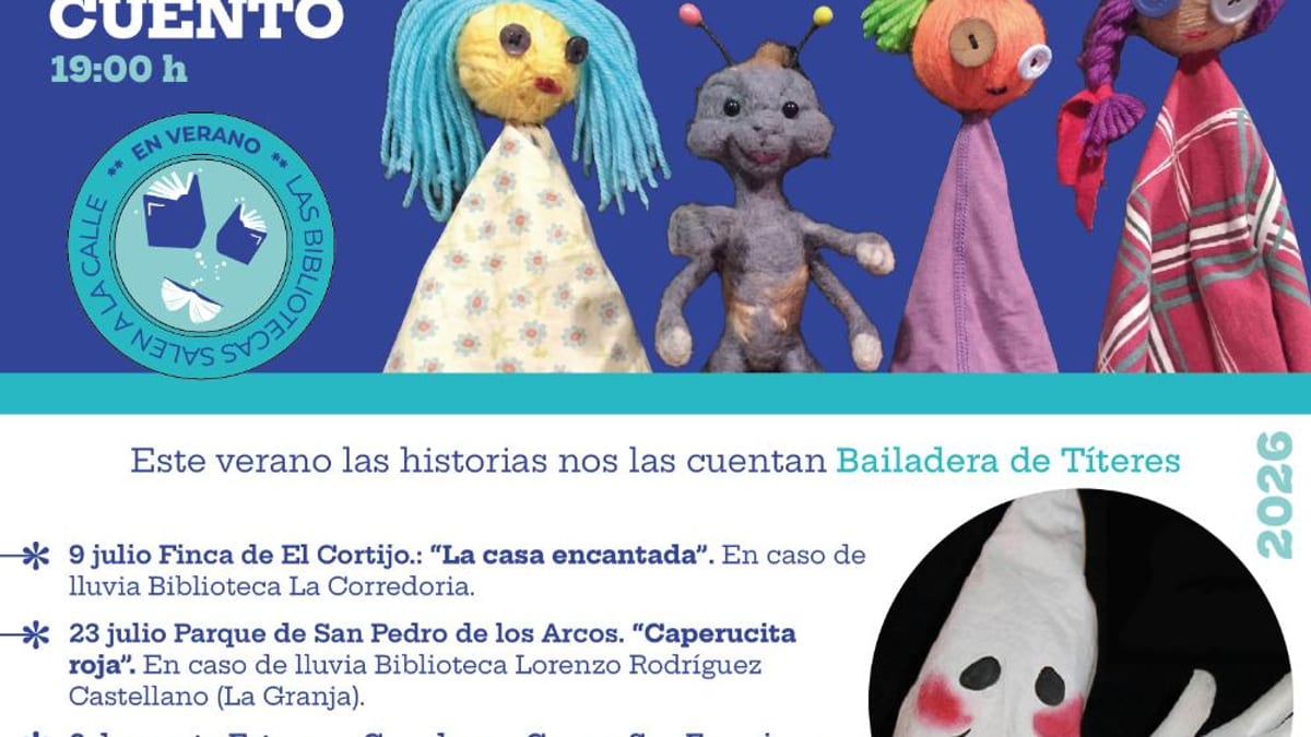 Cartel de Jueves de Cuento con Bailadera de Títeres en bibliotecas y parques de Oviedo