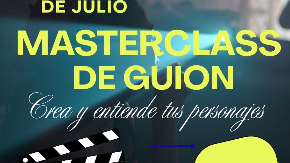 Cartel de la masterclass de guion del Centro Joven Sanse en San Sebastián de los Reyes para el 21 de julio