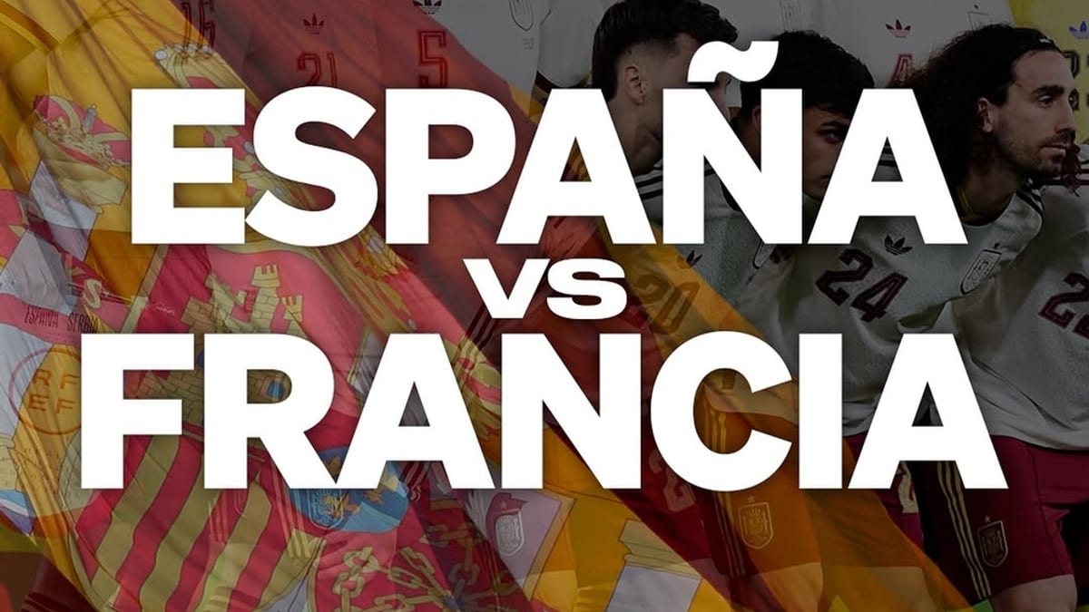 Cartel de la semifinal del Mundial España vs Francia en la Plaza de España de Móstoles el 14 de julio a las 20:00 horas