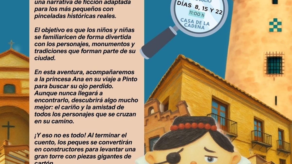 Cartel del taller teatralizado "La princesa que perdió un ojo" para familias en Pinto