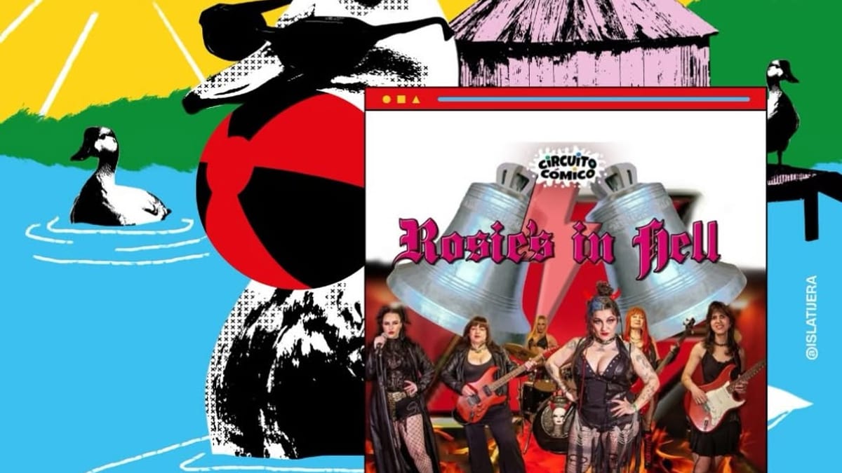 Cartel del evento Rosie's in Hell, tributo a AC/DC, en el Parque Salvador Allende de Coslada