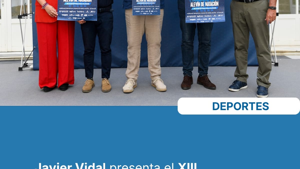Presentación del XIII Campeonato de España Alevín de Natación por Javier Vidal de la Diputación de Cádiz