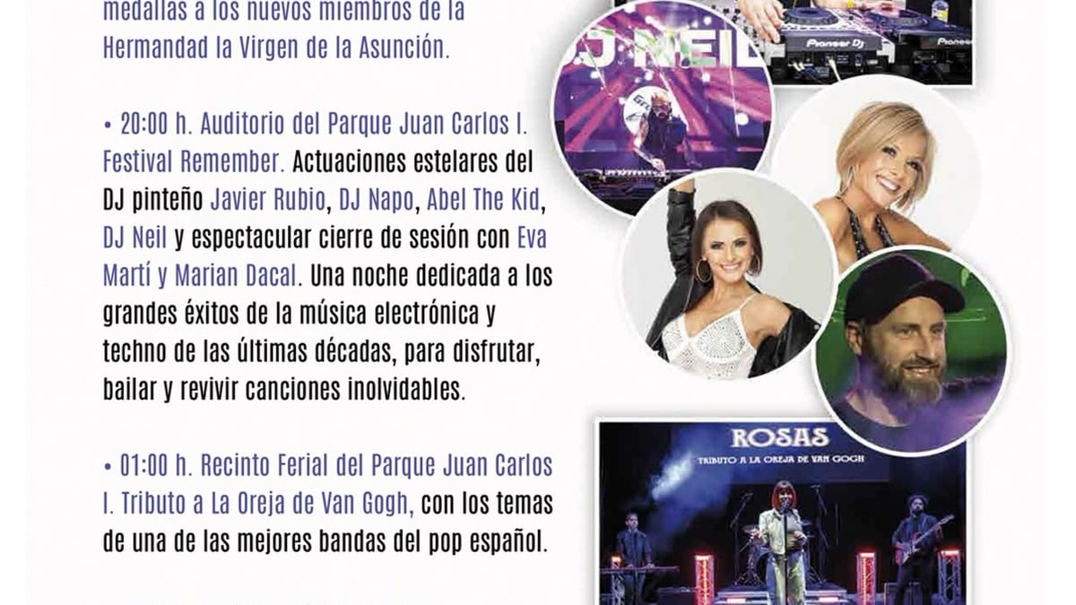 Cartel oficial de las Fiestas Patronales de Pinto 2026, del 8 al 15 de agosto, con programa de actos religiosos y musicales