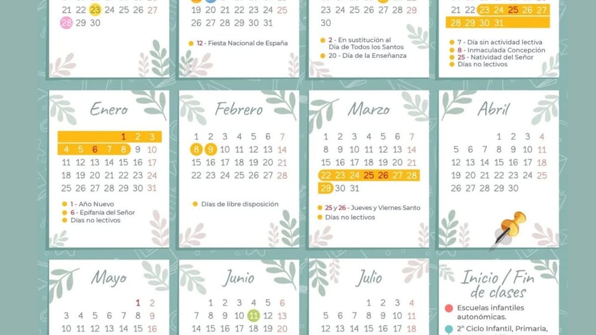 Calendario escolar 2026/2027 de Castilla-La Mancha con fechas de inicio, festividades y días no lectivos