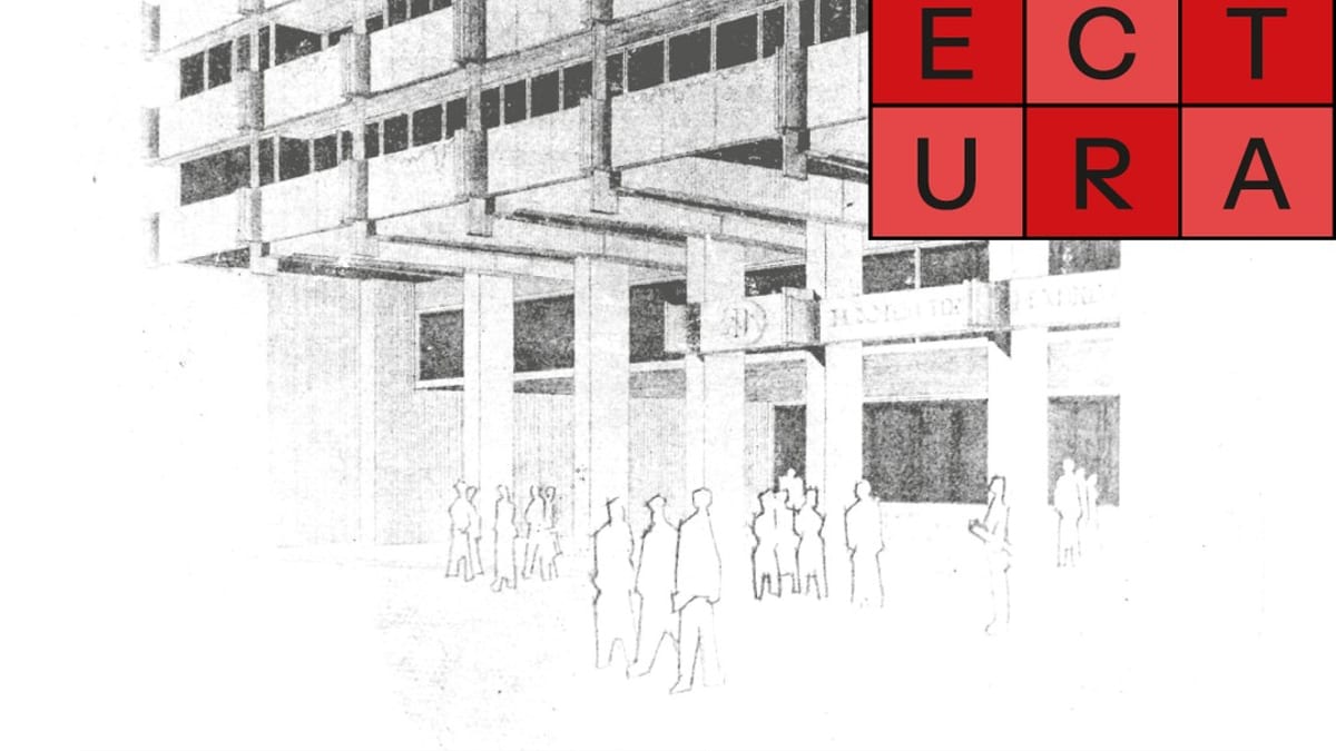 Cartel de la Semana da Arquitectura de A Coruña, con fechas del 5 al 11 de octubre, centrado en el patrimonio brutalista y promovido por el Concello