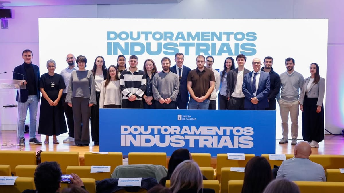 Cartel promocional de Doutoramentos Industriais de la Xunta de Galicia