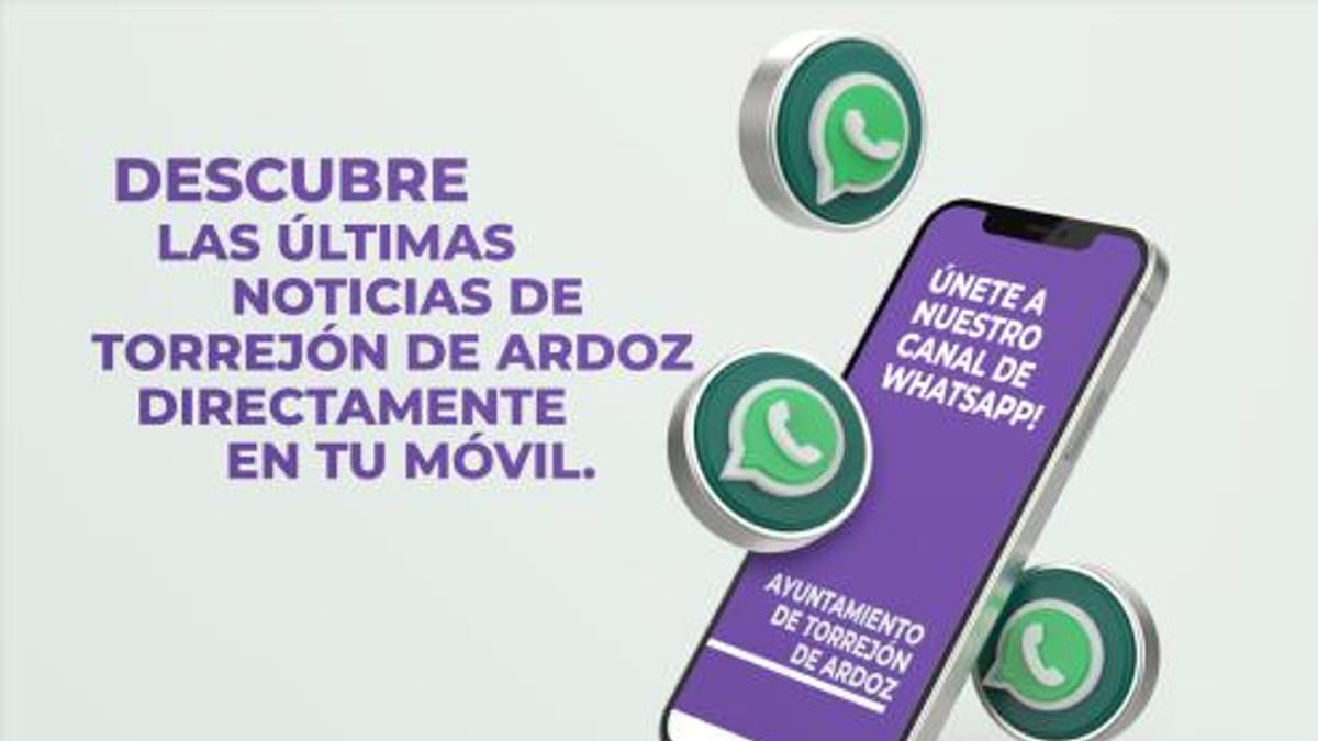 Cartel promocional del canal de WhatsApp del Ayuntamiento de Torrejón de Ardoz con la invitación a suscribirse para recibir las últimas noticias