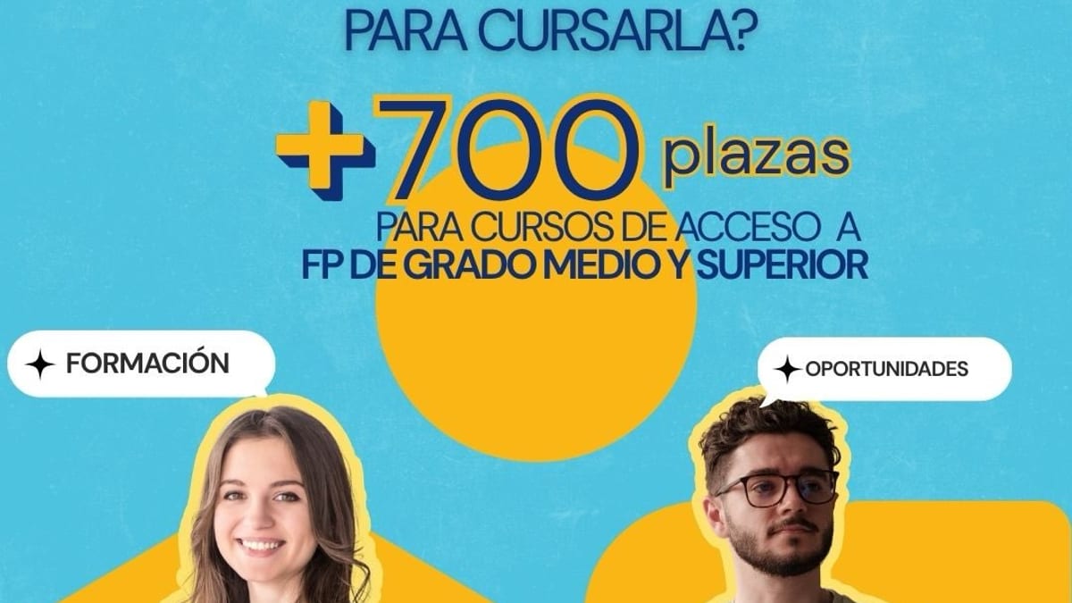 Cartel de la Región de Murcia promocionando más de 700 plazas en cursos de acceso a Formación Profesional de grado medio y superior