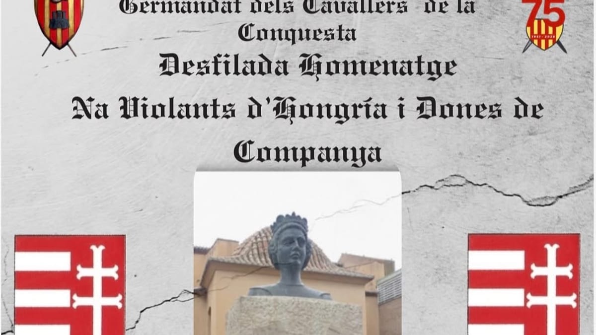 Cartel promocional del 75 aniversario de la Germandat dels Cavallers de la Conquesta de Castellón con referencia a Na Violant d'Hongria y Dames de Companya