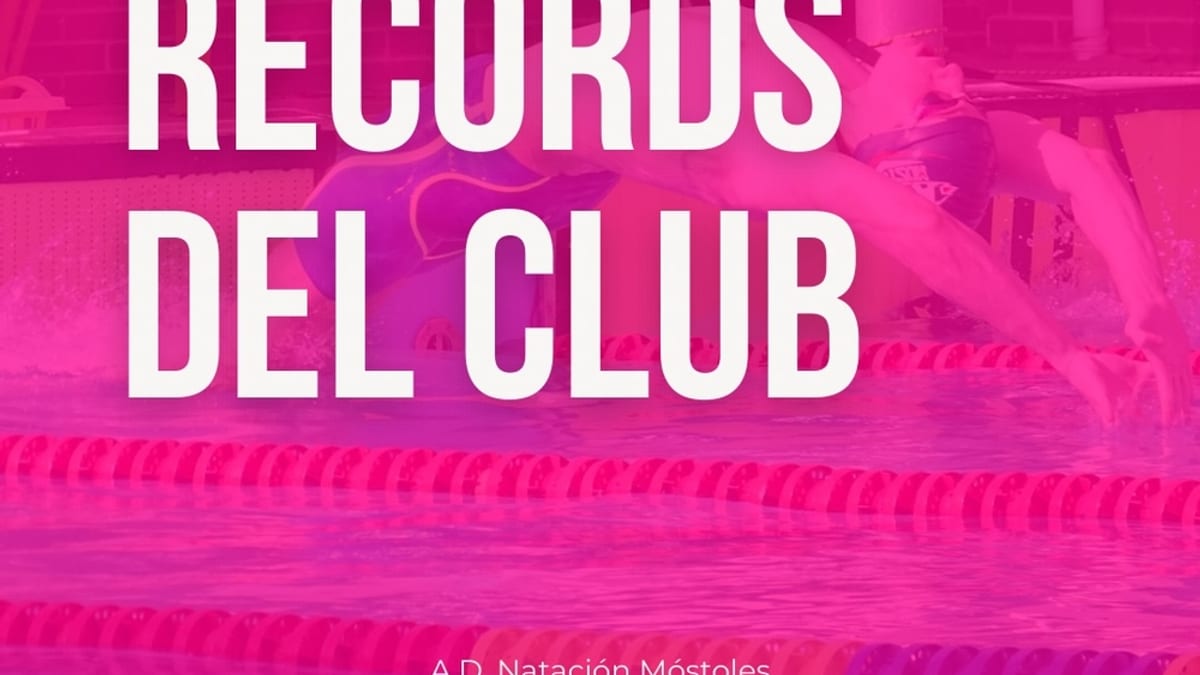 Póster de récords del club de la AD Natación Móstoles en piscina corta y piscina larga