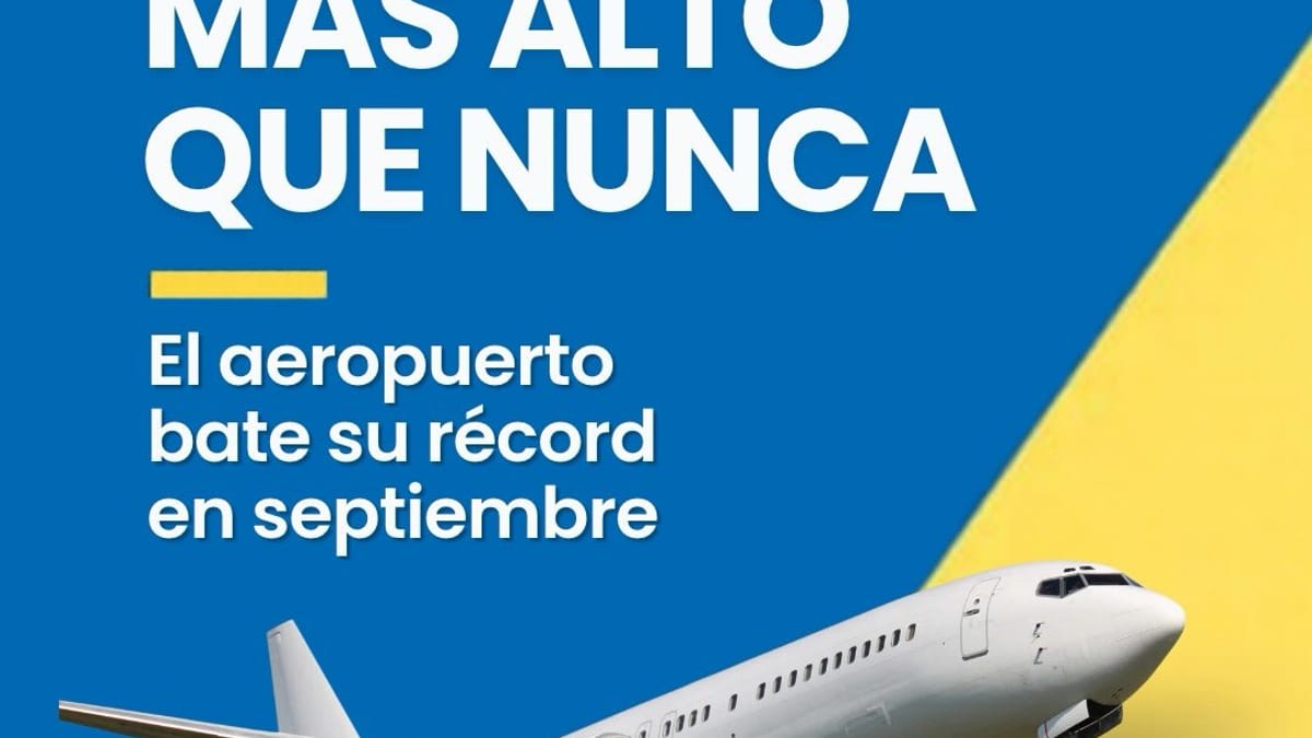 Imagen del Aeropuerto de Asturias con el texto Asturias vuela más alto que nunca, el aeropuerto bate su récord en septiembre