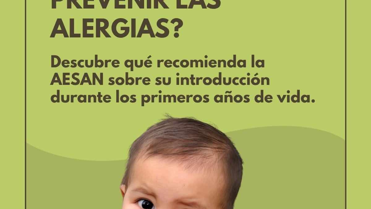 Infografía de la AESAN sobre introducción de alimentos alergénicos en bebés y prevención de alergias