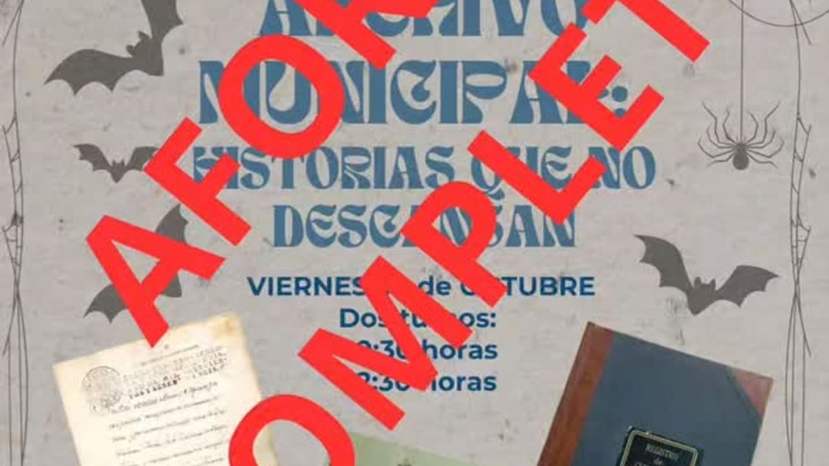 Cartel de Puertas Abiertas al Archivo Municipal de Fuenlabrada con la actividad 'Secretos del Archivo: Historias que no descansan' programada para viernes de octubre