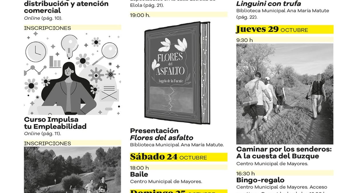 Cartel de agenda semanal de Valdemoro del 23 al 29 de octubre con actividades culturales y de ocio