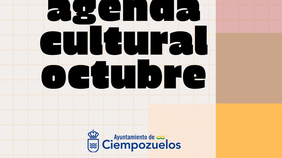 Cartel de la agenda cultural de octubre del Ayuntamiento de Ciempozuelos con información sobre teatro, eventos y cuentacuentos