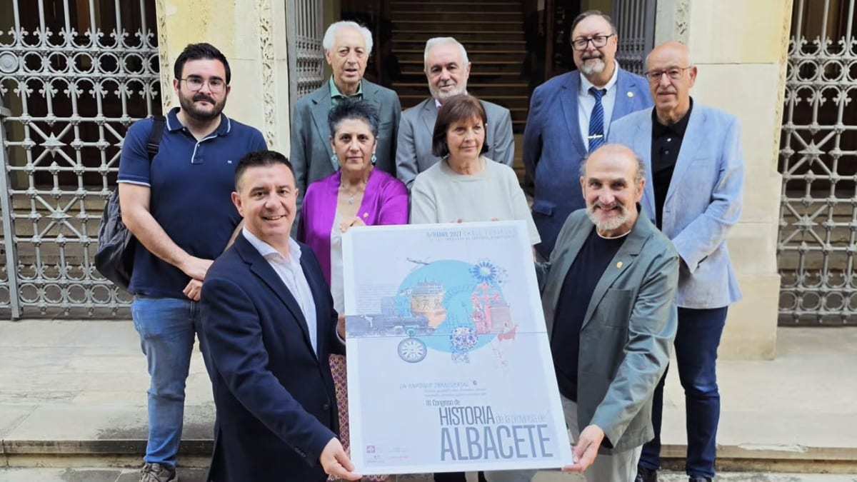 Cartel promocional del III Congreso de Historia de la Provincia de Albacete, organizado por la Diputación de Albacete