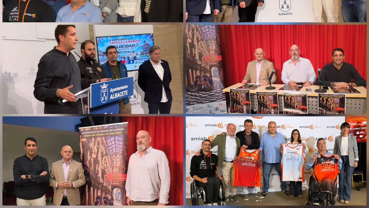 Presentación de eventos deportivos de la Diputación de Albacete: Campeonato de España de Ajedrez Rápido por Equipos, plantilla BSR Amiab y Campeonato Castilla-La Mancha de Velocidad
