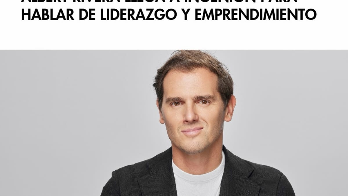 Cartel promocional de la conferencia de Albert Rivera en Ingenion 2026 sobre liderazgo y emprendimiento