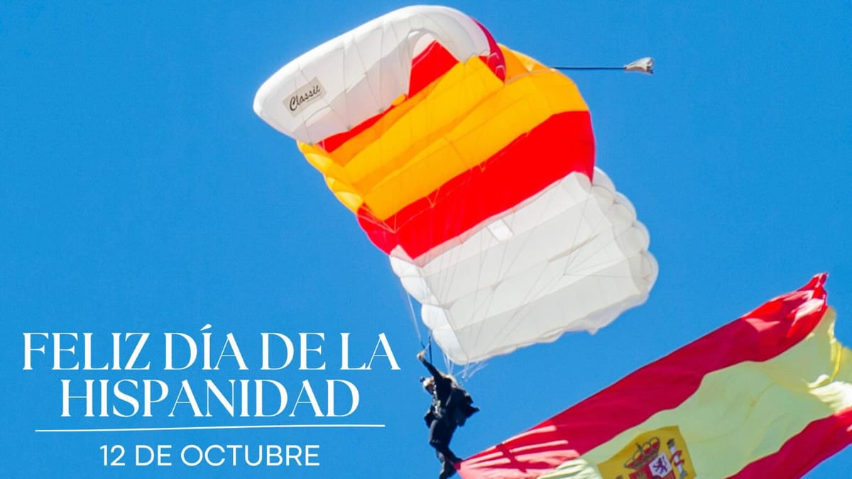 Cartel felicitación Día de la Hispanidad 12 de octubre del Ayuntamiento de Alcalá de Henares