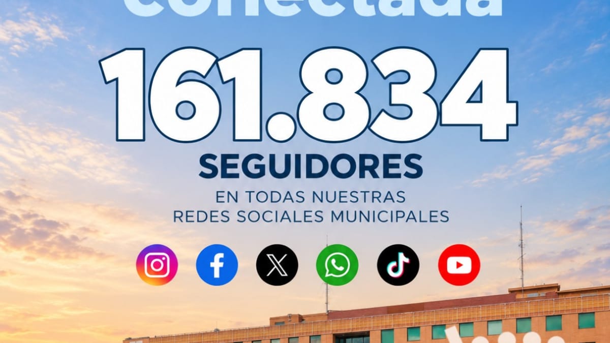 Infografía del Ayuntamiento de Alcobendas mostrando 161.834 seguidores en redes sociales municipales