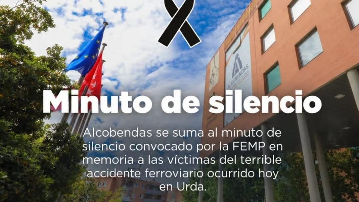 Cartel del minuto de silencio en Alcobendas por el accidente ferroviario de Urda