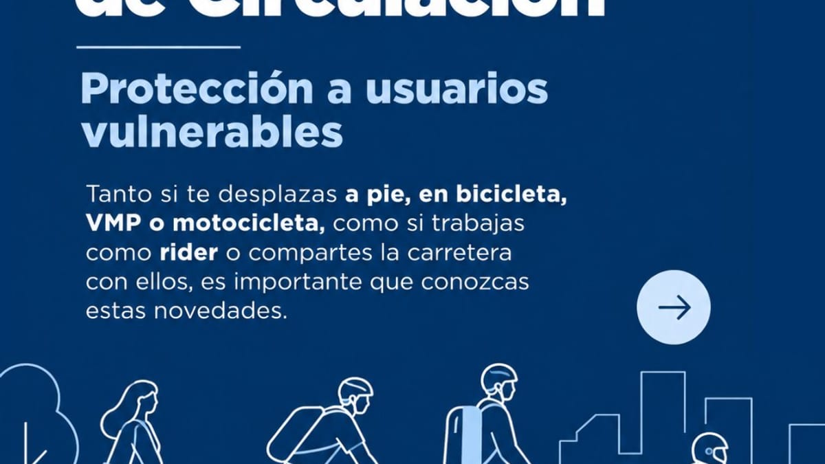 Cartel informativo sobre las modificaciones del Reglamento de Circulación del Ayuntamiento de Alcobendas con el título 'Protección a usuarios vulnerables'