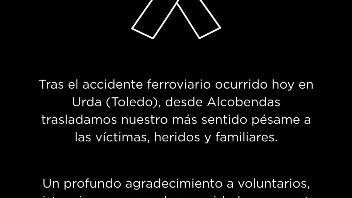 Comunicado del Ayuntamiento de Alcobendas expresando pésame por el accidente ferroviario de Urda