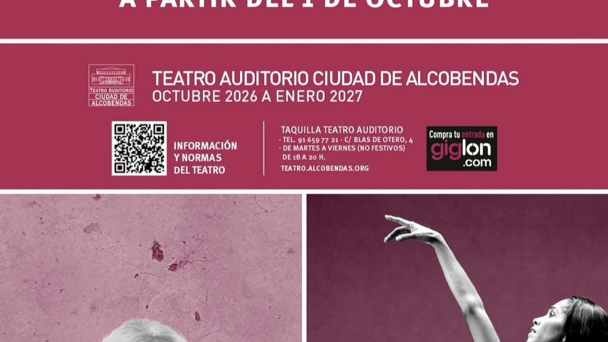Cartel de la nueva temporada cultural de Alcobendas octubre 2026 enero 2027 con información de venta de entradas