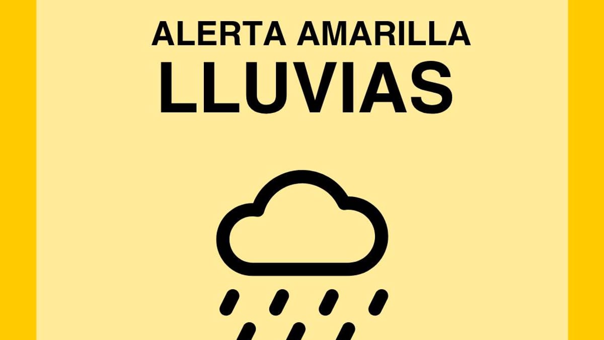 Cartel de alerta amarilla por lluvias de la Generalitat Valenciana y Ajuntament de Valencia