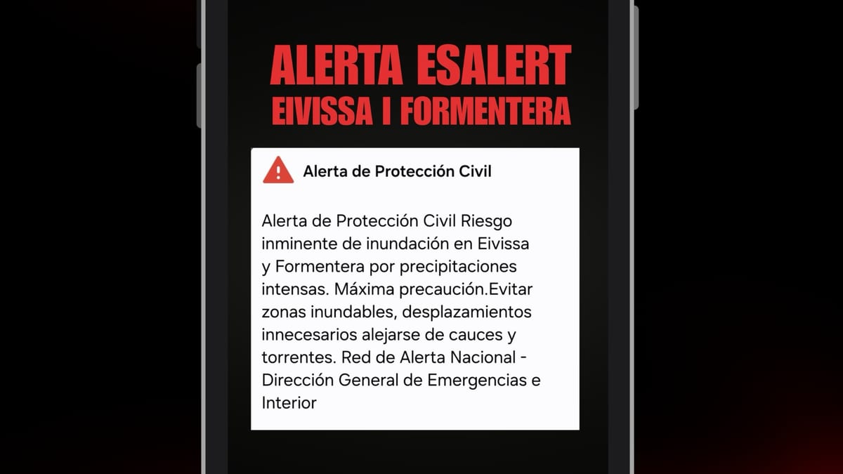 Alerta de Protección Civil por riesgo inmediato de inundación en Eivissa y Formentera con logo del 112 Islas Baleares