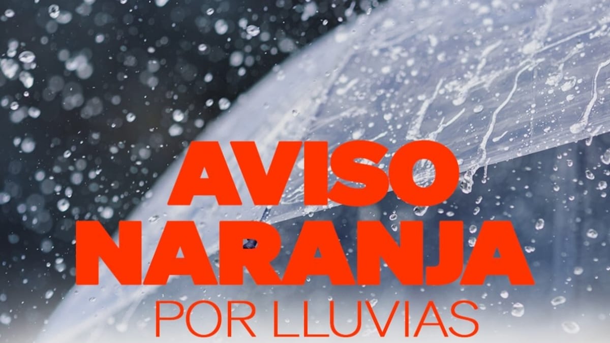 Cartel de aviso naranja por lluvias del Ayuntamiento de Pozuelo de Alarcón