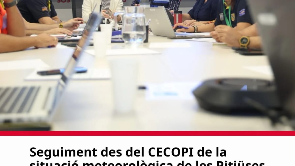 Cartel informativo del Govern de les Illes Balears sobre el seguimiento de la alerta meteorológica en Eivissa y Formentera desde el CECOPI