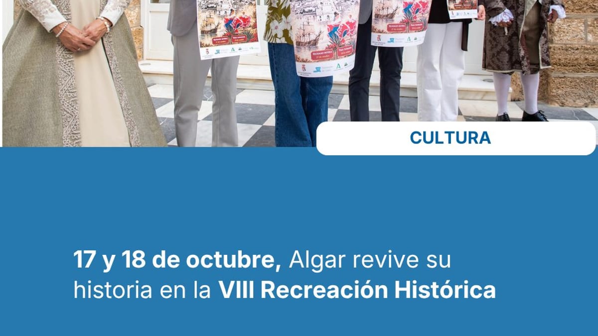 Cartel de la VIII Recreación Histórica de la fundación de Algar con elementos culturales mexicanos