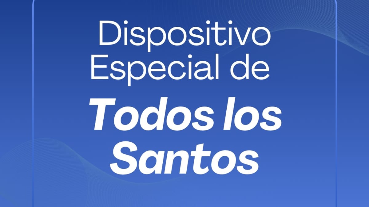 Cartel informativo del dispositivo especial de Todos los Santos en el Cementerio de Alicante con información de transporte y servicios