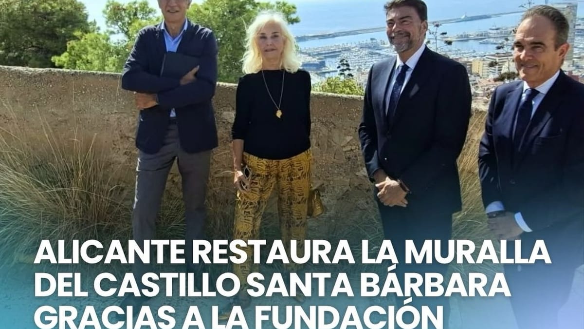 Muralla de Poniente del Castillo de Santa Bárbara durante el proyecto de restauración financiado por la Fundación Hortensia Herrero