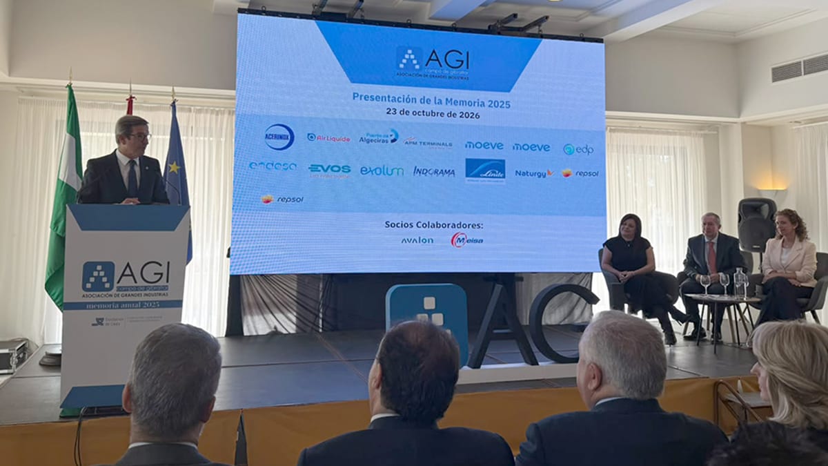 Jorge Paradela durante la presentación de la Memoria 2025 de la AGI en el Campo de Gibraltar