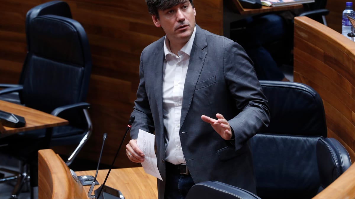 Borja Sánchez, consejero de Industria del Gobierno de Asturias, durante una sesión parlamentaria