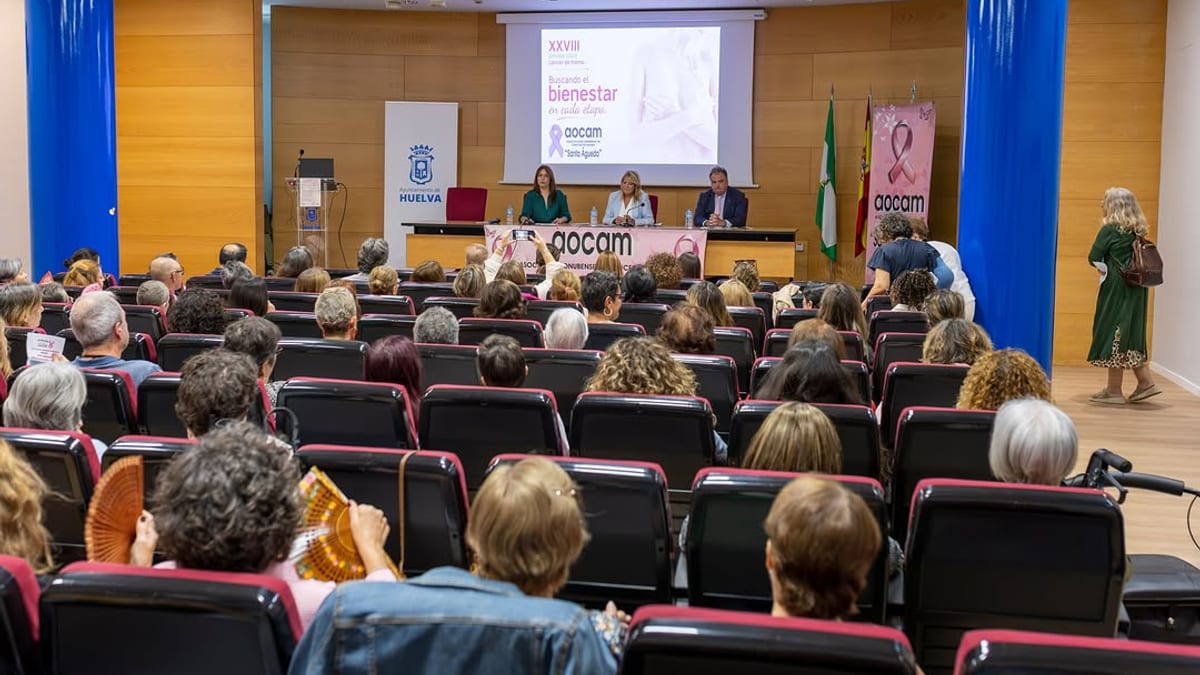 Cartel de las XXVII Jornadas sobre Cáncer de Mama de AOCAM Santa Águeda con el lema 'bienestar en todas etapas'