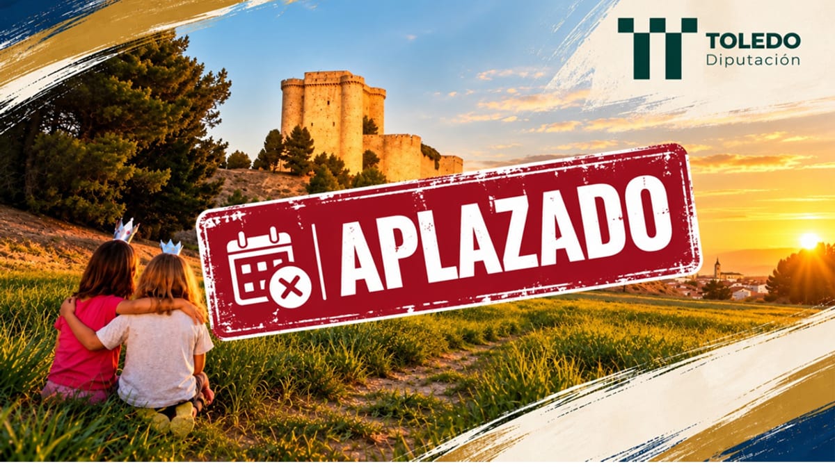 Cartel informativo del aplazamiento de la visita al Castillo de Puñoenrostro de Seseña por lluvia