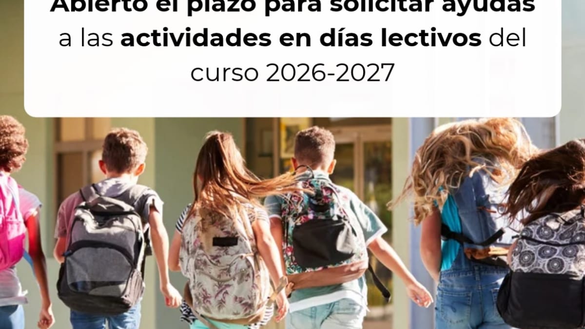 Cartel informativo del Ayuntamiento de Aranjuez sobre ayudas a actividades escolares 2026-2027