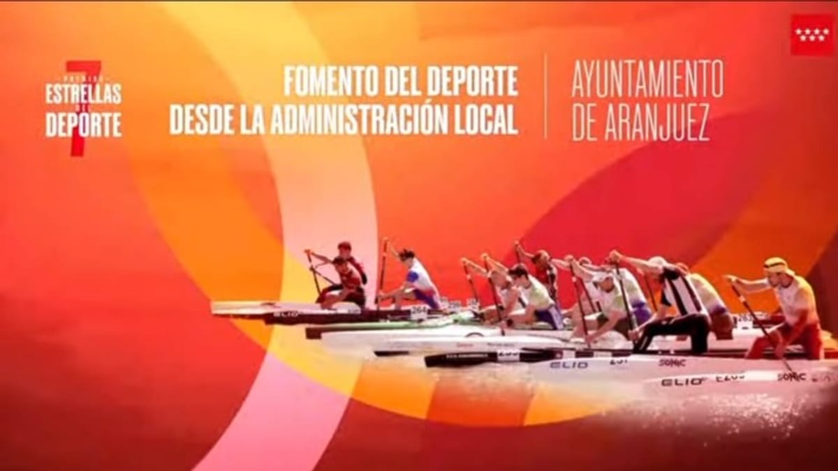 Logo de los Premios 7 Estrellas del Deporte con el Ayuntamiento de Aranjuez reconocido al Fomento del Deporte desde la Administración Local